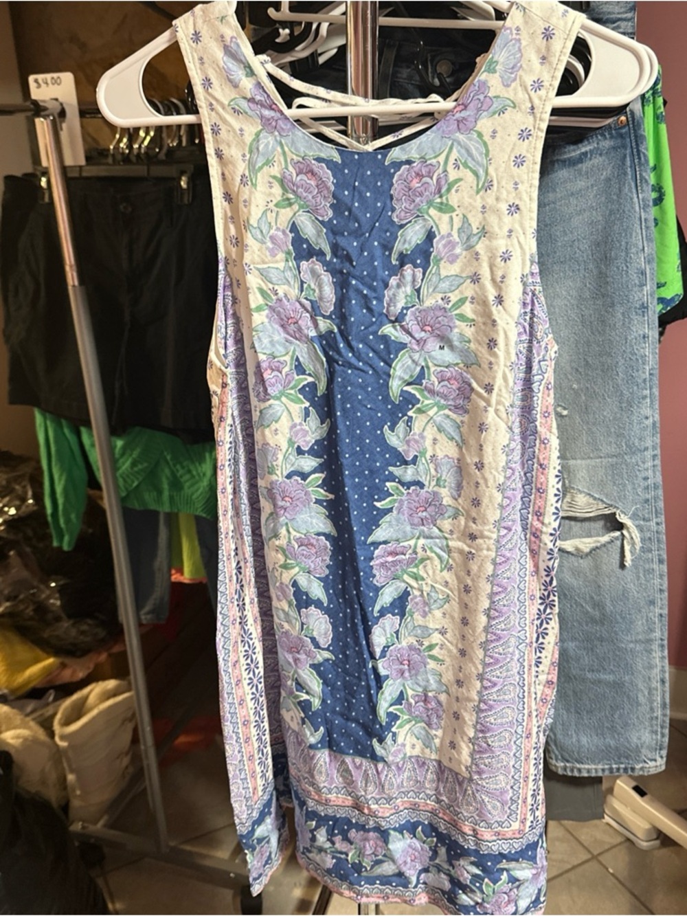 Aeropostale Blue and Lavender Floral Asymmetrical Dress